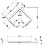 Duravit D-Code - Sprchová vanička štvrťkruhová 90x90 cm, Antislip, alpská biela