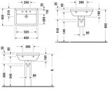 Duravit Starck 3 - Umývadlo 60x45 cm, s prepadom, s 1 otvorom na batériu, s WonderGliss, biela