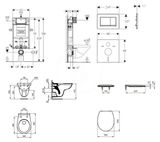 Geberit Kombifix - Set predstenovej inštalácie, klozet Alpha s doskou, tlačidlo Sigma30, biela/chróm