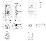 Geberit Duofix - Set predstenovej inštalácie, klozet Alpha s doskou, tlačidlo Sigma01, lesklý chróm