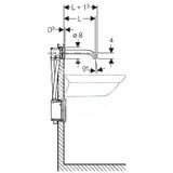 Geberit Piave - Elektronická umývadlová batéria pod omietku, bez zmiešavača, dĺžka 17 cm, napájanie z batérie, chróm