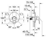 Grohe BauLoop - Sprchová batéria pod omietku, s telesom, chróm