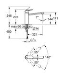 Grohe Eurosmart Cosmopolitan - Páková drezová batéria, chróm