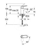 Grohe Eurosmart Cosmopolitan - Páková umývadlová batéria ES, chróm