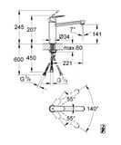 Grohe Eurosmart Cosmopolitan - Drezová batéria, chróm