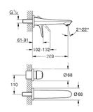 Grohe Eurostyle - Umývadlová batéria M pod omietku, 2-otvorová inštalácia, chróm