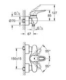 Grohe Eurostyle - Páková sprchová batéria, mesačná biela/chróm