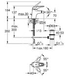 Grohe Eurostyle - Páková bidetová batéria S, mesačná biela/chróm