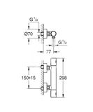 Grohe Grohtherm 1000 Cosmopolitan - Termostatická sprchová batéria M, supersteel