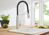 Grohe Concetto - Drezová batéria s flexibilným ramenom a prepínačom, supersteel