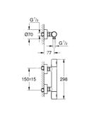 Grohe Grohtherm 1000 Cosmopolitan - Termostatická sprchová batéria, tmavý grafit