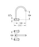 Grohe Costa L - Drezová kohútiková batéria, chróm