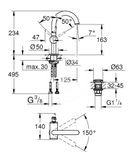 Grohe Atrio - Umývadlová batéria s výpustom a otočným výtokom, veľkosť M, chróm