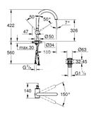 Grohe Atrio - Umývadlová batéria s výpustom a otočným výtokom, veľkosť XL, chróm