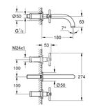 Grohe Atrio - Umývadlová podomietková batéria, 3-otvorová inštalácia, chróm