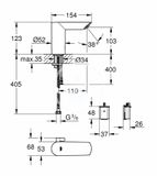 Grohe Bau Cosmopolitan E - Infračervená elektronická umývadlová batéria so zmiešavacím zariadením, napájanie zo 6 V batérie, chróm