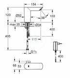 Grohe Bau Cosmopolitan E - Infračervená elektronická umývadlová batéria so zmiešavacím zariadením, napájanie zo siete 230 V, chróm