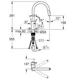 Grohe Concetto - Drezová batéria s výsuvnou spŕškou, supersteel