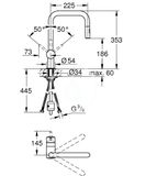 Grohe Minta - Drezová batéria s výsuvnou spŕškou, chróm