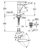 Grohe Plus - Umývadlová batéria L, s výpusťou Push-Open, chróm