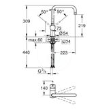 Grohe Minta - Drezová batéria, kefovaný Hard Graphite