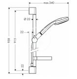 Hansgrohe Croma 100 - Set sprchovej hlavice, 3 prúdy, tyče 0,90 m a hadice, chróm