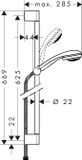 Hansgrohe Crometta 85 - Set sprchovej hlavice, 2 prúdy, tyče 0,65 m a hadice, chróm