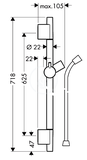 Hansgrohe Raindance - Sprchová tyč 65 cm so sprchovou hadicou, chróm