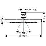 Hansgrohe Croma 220 - Hlavová sprcha, 1 prúd, EcoSmart, chróm