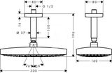 Hansgrohe Raindance Select E - Horná sprcha 300 2jet s prívodom od stropu 10 cm, EcoSmart, chróm
