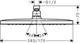 Hansgrohe Croma - Horná sprcha E280, 1jet, chróm