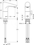 Ideal Standard CeraPlus - Umývadlová senzorová batéria pod omietku, diel 2, vývod 230 mm, regulácia teploty pomocou špeciálneho nástroja (sieť 230 V),