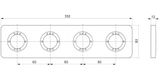 Ideal Standard Archimodule - Krycia 4-otvorová rozeta SOFT, 83x332 mm, chróm