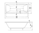 Jika Cubito Pure - Vaňa, 180x80 cm, odpad uprostred, biela