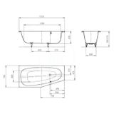 Kaldewei Advantage - Asymetrická vaňa Mini pravá 834, 1570x 70/48 cm, biela