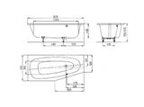 Kaldewei Advantage - Asymetrická vaňa Mini pravá 830, 1570x 75/50 cm, antislip, biela