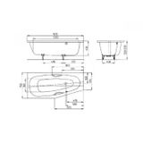 Kaldewei Advantage - Asymetrická vaňa Mini Star pravá 831, 157x75/50 cm, s otvormi na držadlá, celoplošný antislip, Perl-Effekt, biela