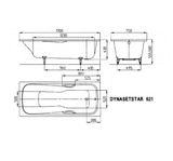 Kaldewei Ambiente - Obdĺžniková vaňa Dyna Set Star 621, 170x75 cm, s otvormi na držadlá, Perl-Effekt, biela