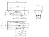 Kaldewei Ambiente - Obdĺžniková vaňa Vaio Set 954, 170x75 cm, biela - vaňa, Perl-Effekt