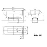 Kaldewei Ambiente - Obdĺžniková vaňa Puro 687, 170x70 cm, celoplošný antislip, biela