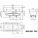 Kaldewei Ambiente - Vaňa Vaio Duo 950, 180x80 cm, celoplošný antislip, biela