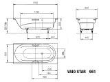 Kaldewei Ambiente - Vaňa Vaio Star 961, 170x80 cm, s otvormi na držadlá, biela