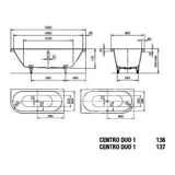 Kaldewei Avantgarde - Vaňa Centro Duo 1 ľavá 136, 180x80 cm, biela