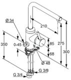 Kludi L-ine - Drezová batéria s uzatváracím ventilom, chróm