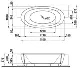 Laufen Il Bagno Alessi One - Polozápustná vaňa, 203x102 cm, s masážnym systémom, LED osvetlením a senzorom, biela