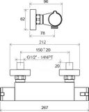 Ravak Termo - Termostatická sprchová batéria Termo200, TE 072.00/150, chróm