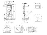 Geberit Duofix - Modul na závesné WC s tlačidlom Sigma30, matný chróm/chróm + Tece One - sprchovacia toaleta a doska, Rimless, SoftClose