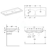 Geberit Acanto - Dvojumývadlo 120x48 cm, bez otvoru na batériu, s prepadom, s KeraTect, biela