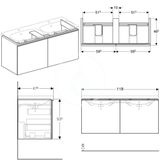 Geberit Acanto - Skrinka pod dvojumývadlo 120 cm, čierna