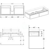 Geberit Xeno 2 - Skrinka pod umývadlo 120 cm s LED svietidlom, 2 zásuvky, lesklá biela